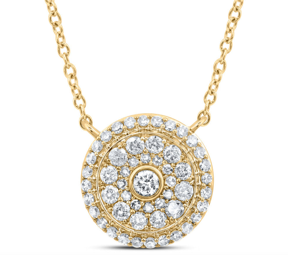 14K Yellow Gold Round 1/2 Cttw Diamonds Majestic 18-inch Necklace, featuring sparkling diamonds set in a luxurious design.