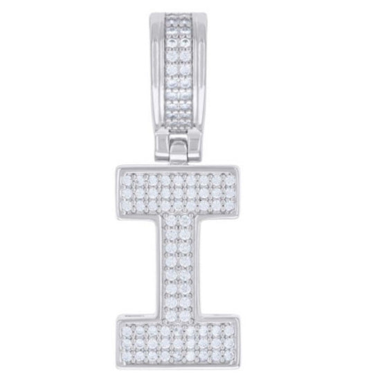 Sterling Silver “I” Initial Moissanite Charm