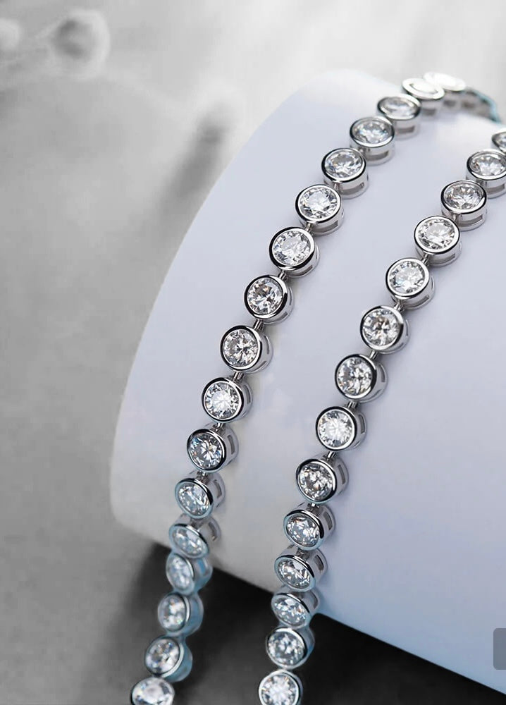 Sterling Silver Bezel Tennis Bracelet