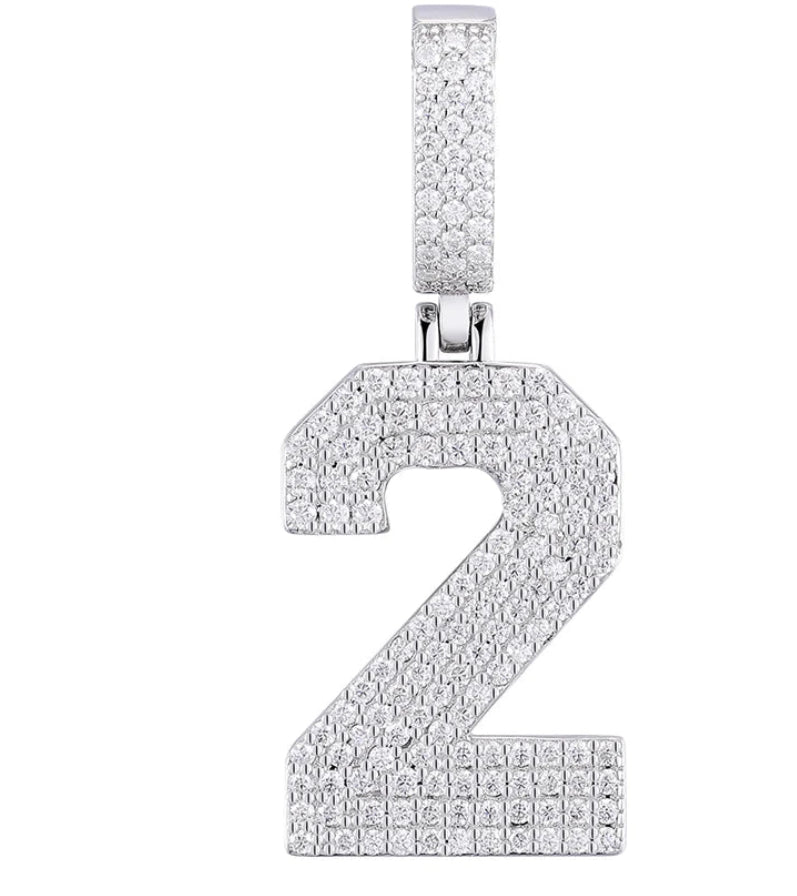 Sterling Silver Moissanite # 2 Charm