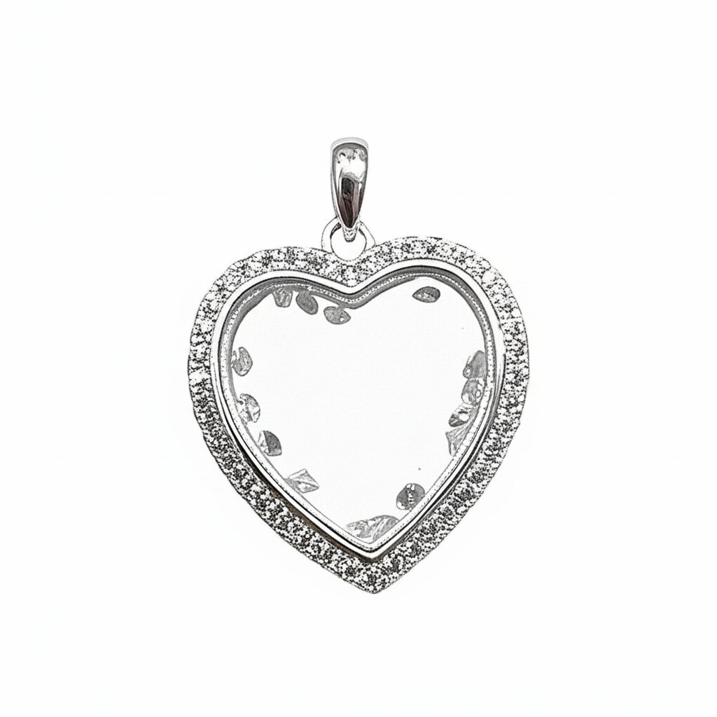 0.61 CT Dancing Moissanite Heart Charm – Sterling Silver