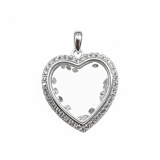 0.61 CT Dancing Moissanite Heart Charm – Sterling Silver