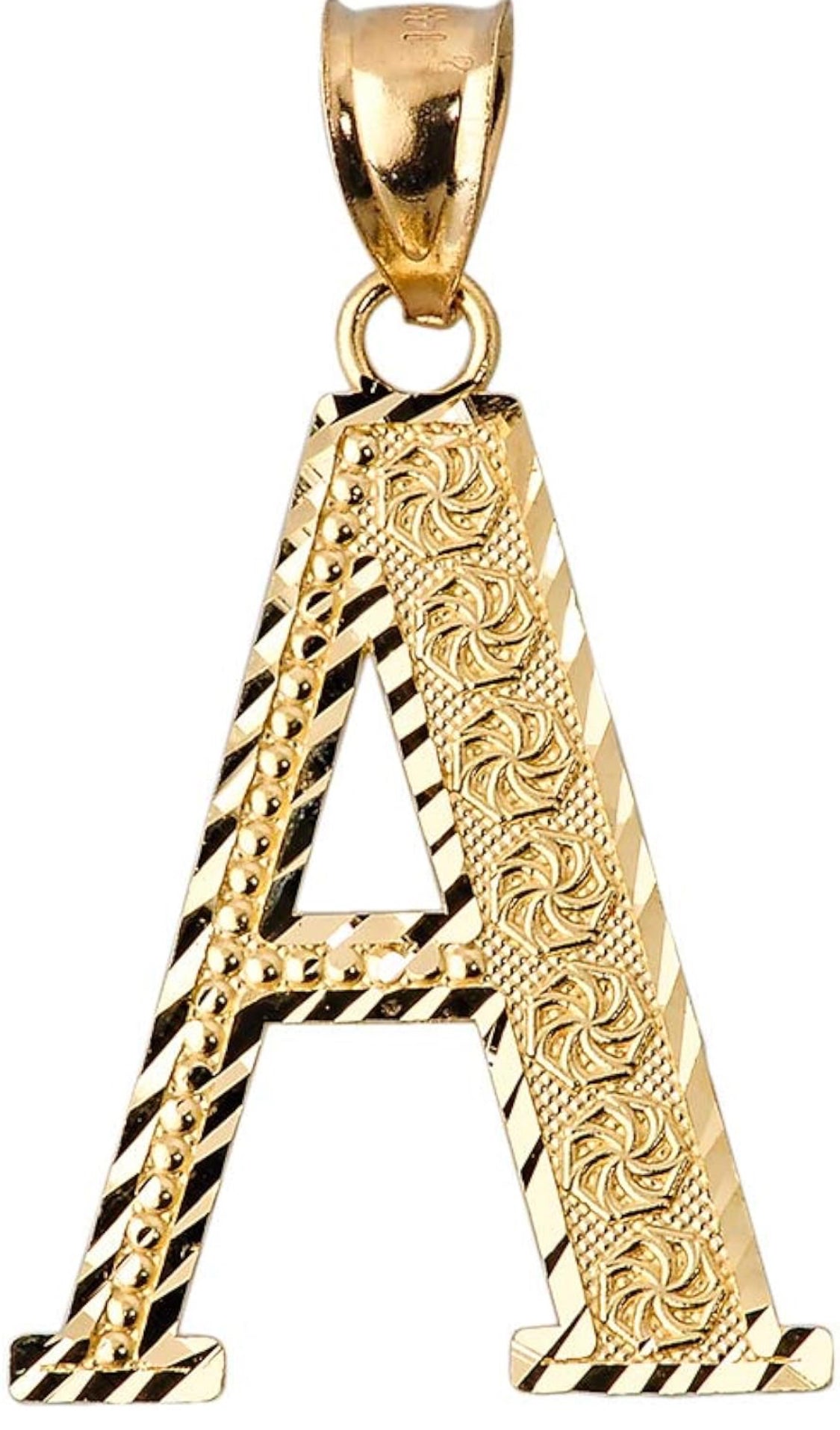 10k Yellow Gold Initial A Diamond Cut Charm