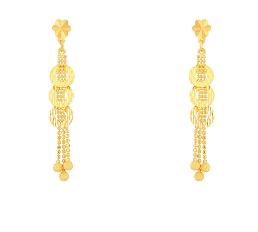 22K Gold Heart Diamond Cut Necklace & Earrings Set – Elegant Gift