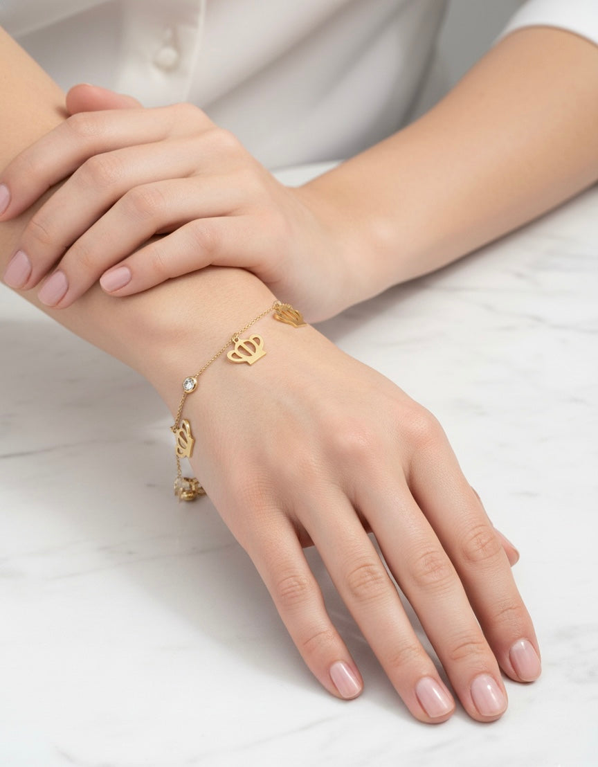 10K Royal Crown Yellow Gold Bracelet