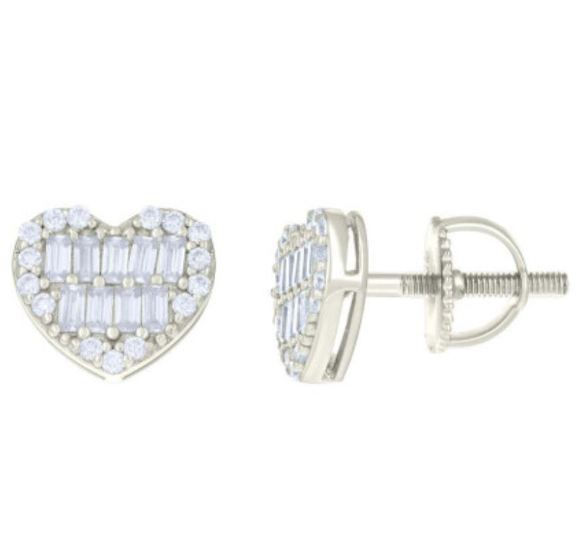 Sterling Silver Love Hearts Moissanite Studs