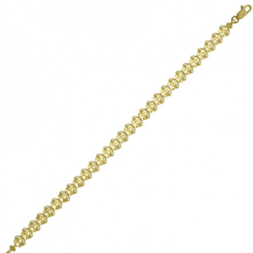 10Kt Yellow Gold Women’s Diamond Cut Heart Link Bracelet