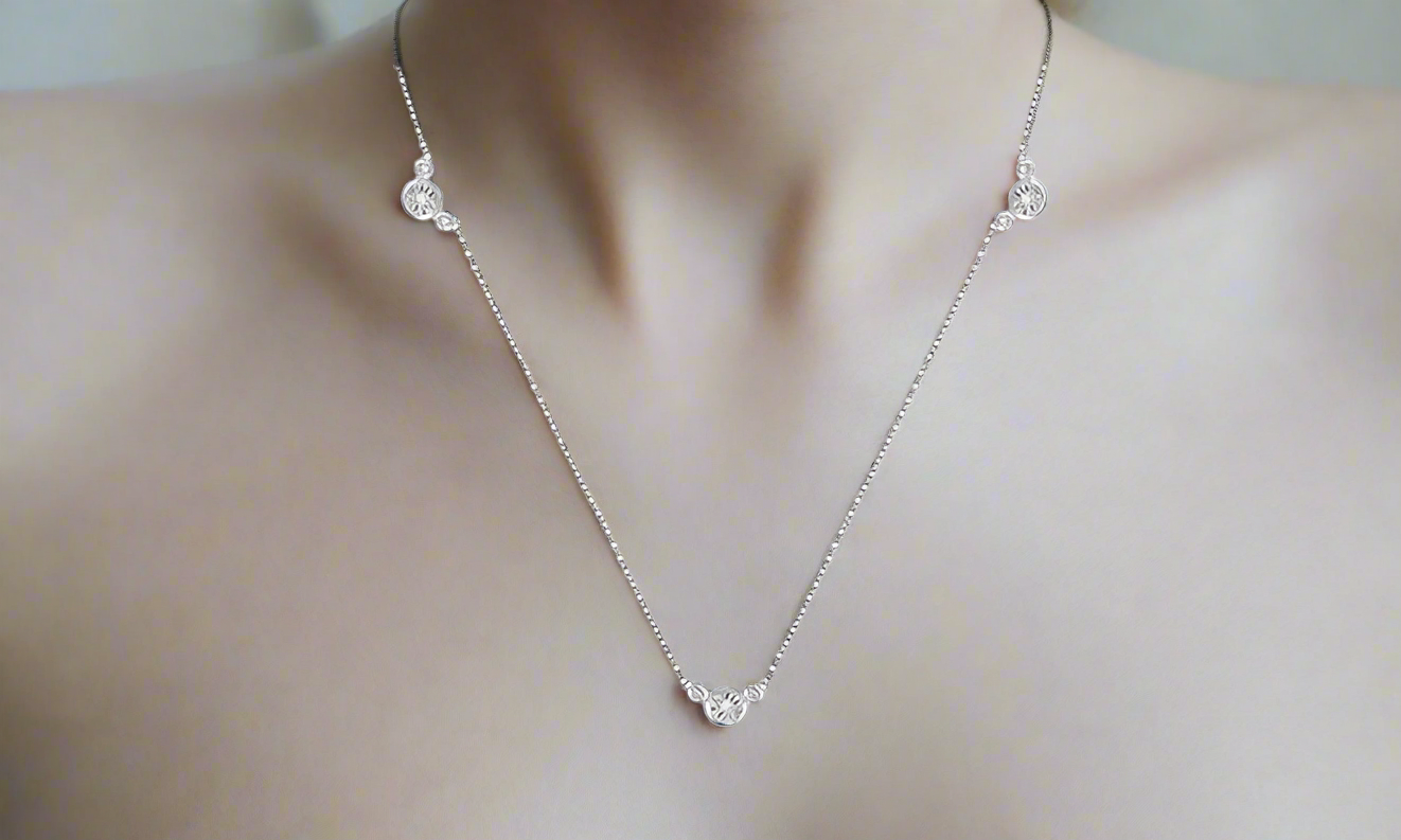 Sterling Silver Fashion Diamond Necklace