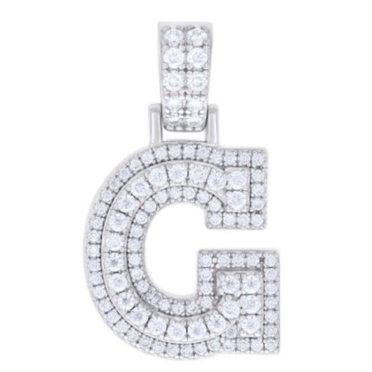 Sterling Silver “G” Initial Moissanite Charm