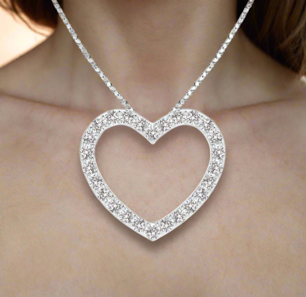 10K Diamond Open Heart Necklace