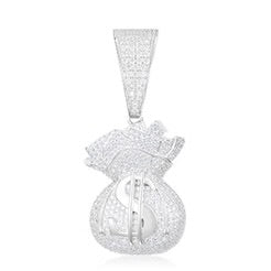 Sterling Silver 2.59 Cttw Moissanite Money Bag Pendant