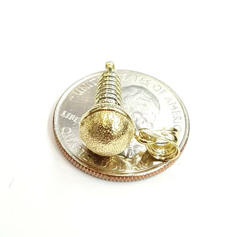 10k Yellow Gold Solid Microphone Charm