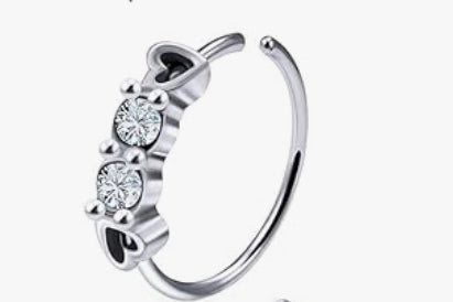 Stainless Steel Double Hearts Nose Ring