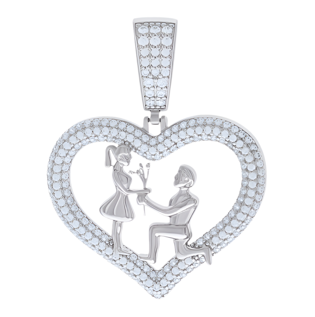 Sterling Silver Couple Propose Heart Charm