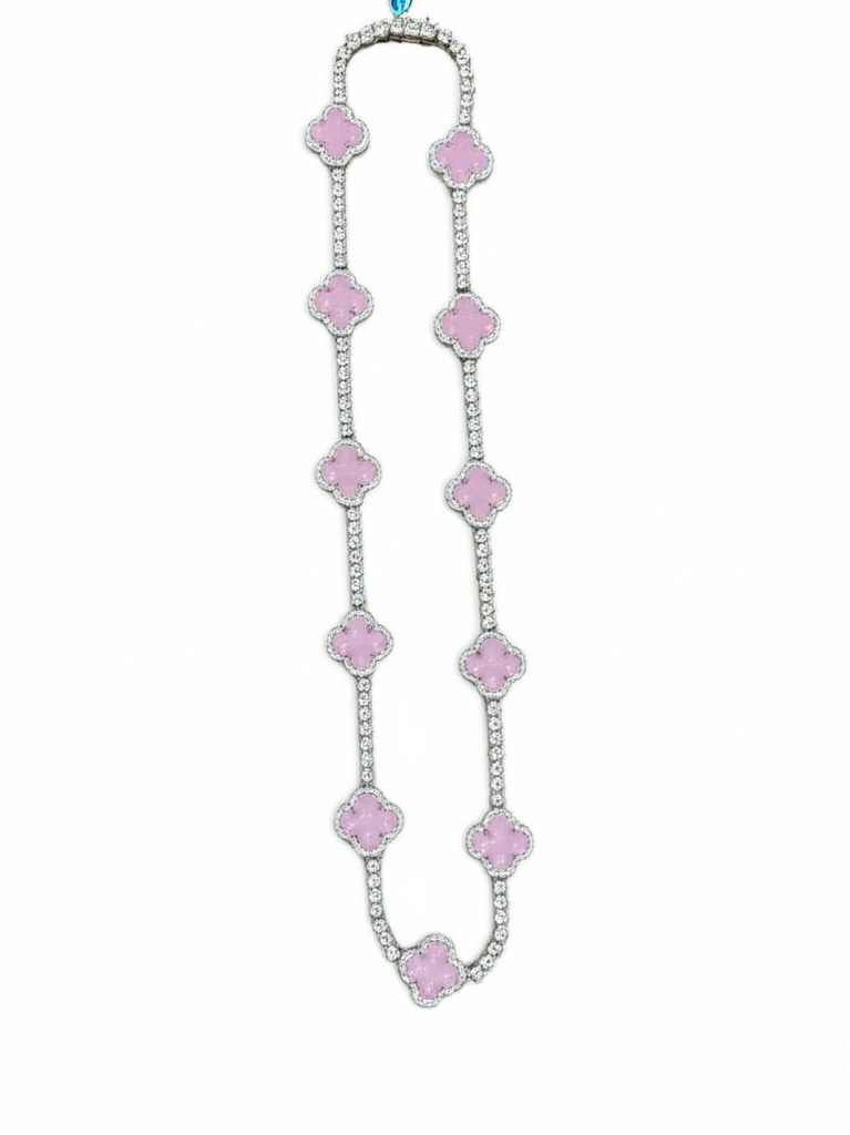 Pink Clover Moissanite 18” Necklace