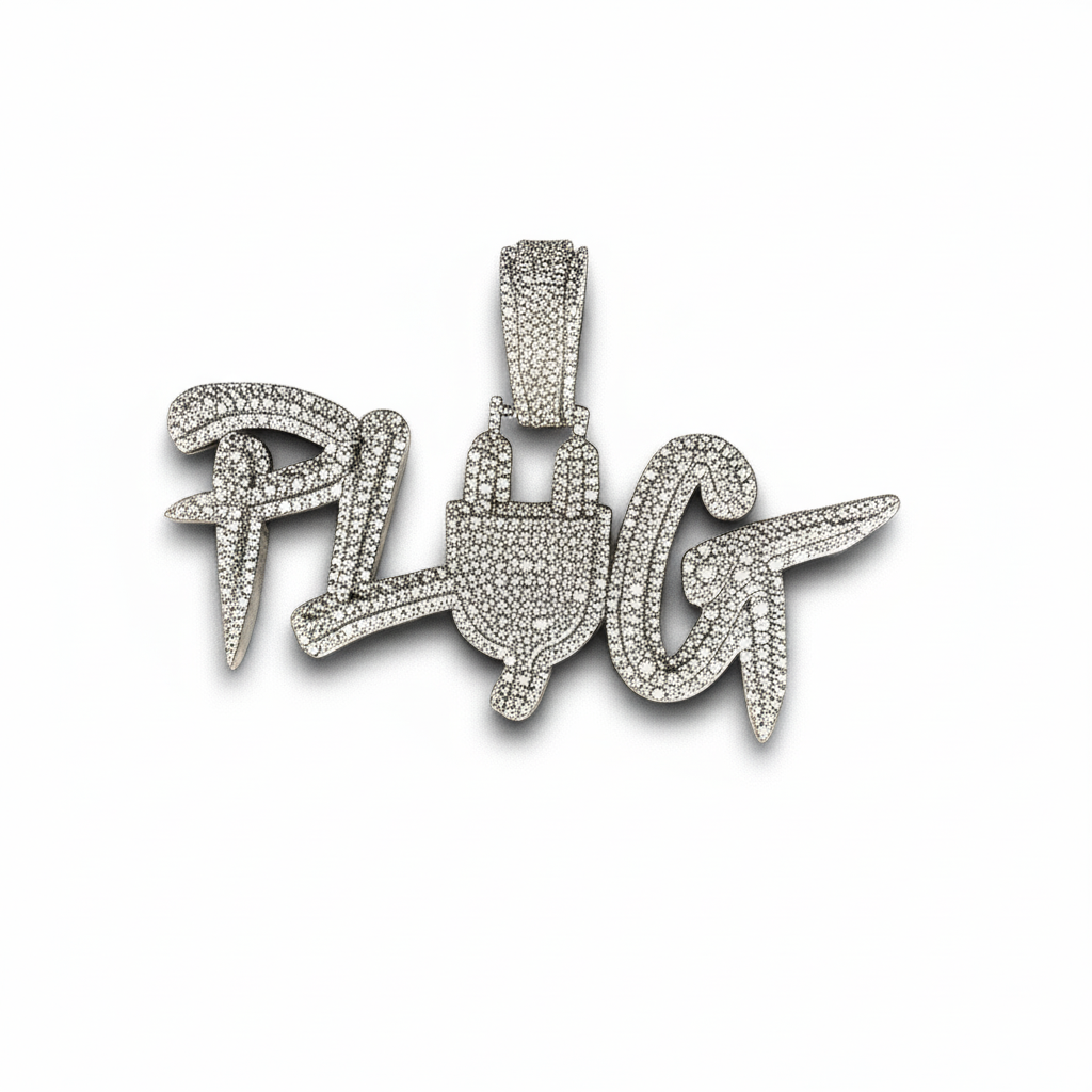 Sterling Silver Plug 3 CT Moissanite Pendant