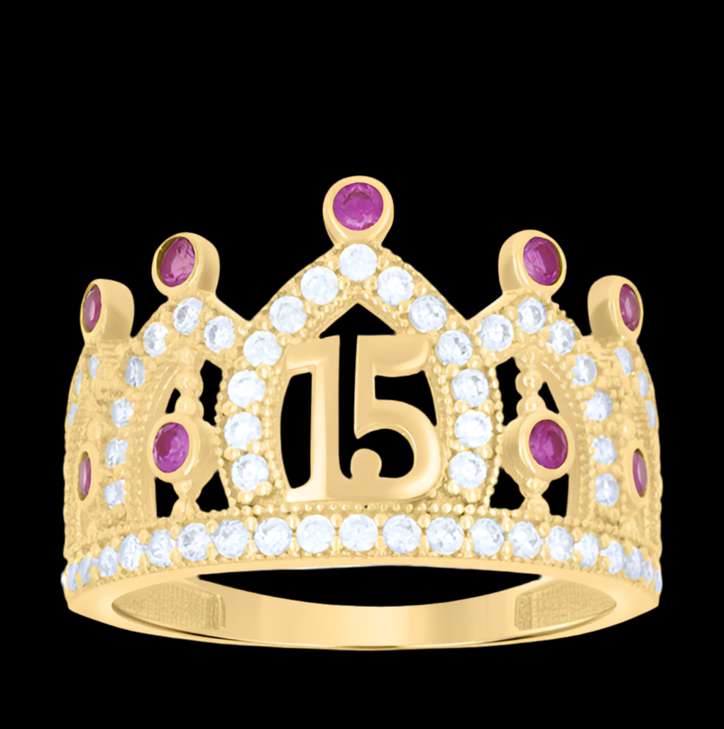 14K Sweet 15 Birthday Anos Gold Ring