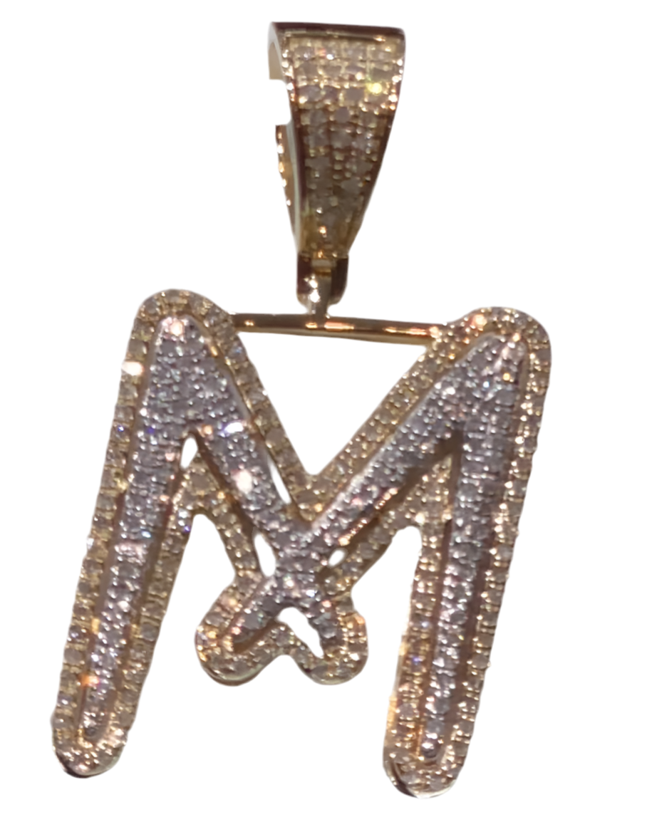 10K Diamond "M" Initial Charm