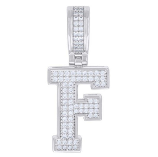 Sterling Silver “F” Initial Moissanite Charm