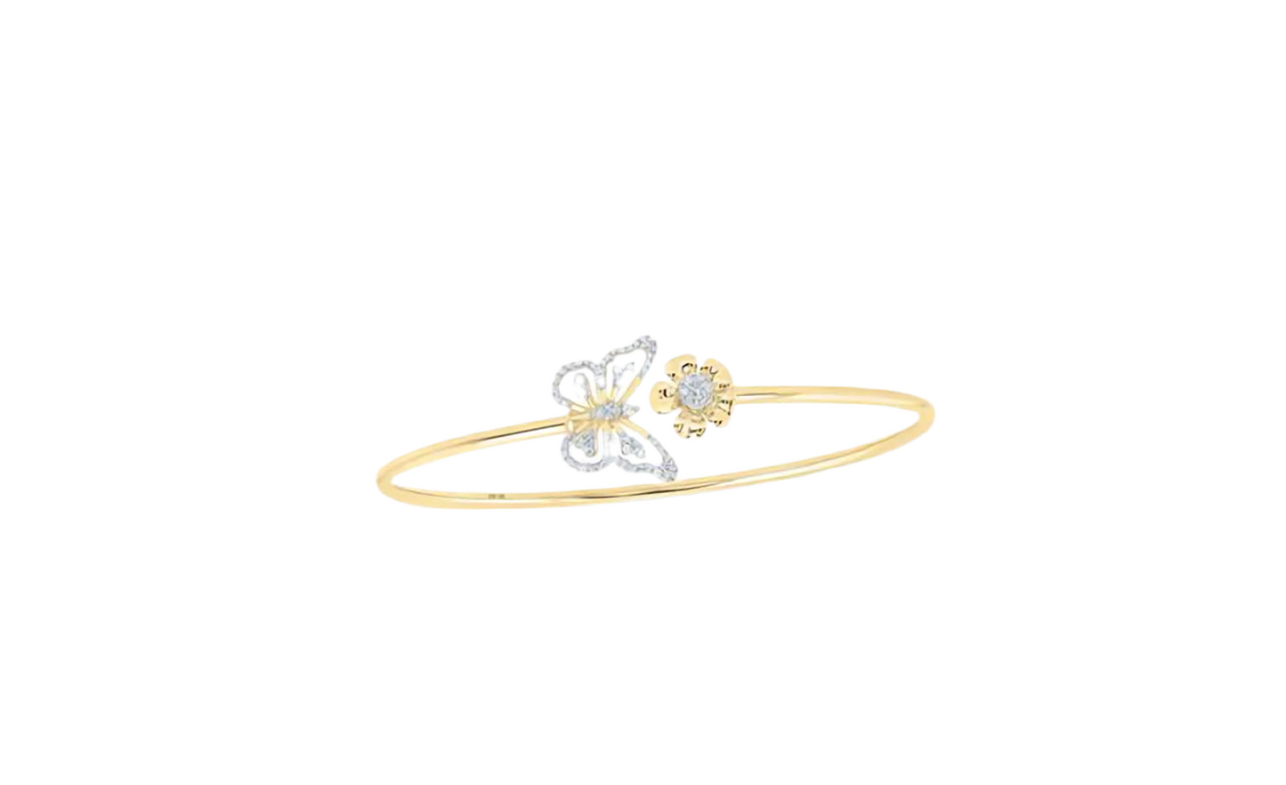 10K Butterfly & Flower Diamond Bangle