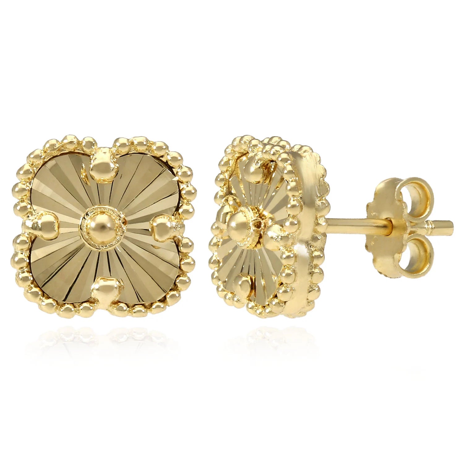 [wingbling] 10K Gold☆Leno Lucky Clover Ring Earrings 10k Gold Van Clover Gold Earrings – SINGH JEWELERS & CO.