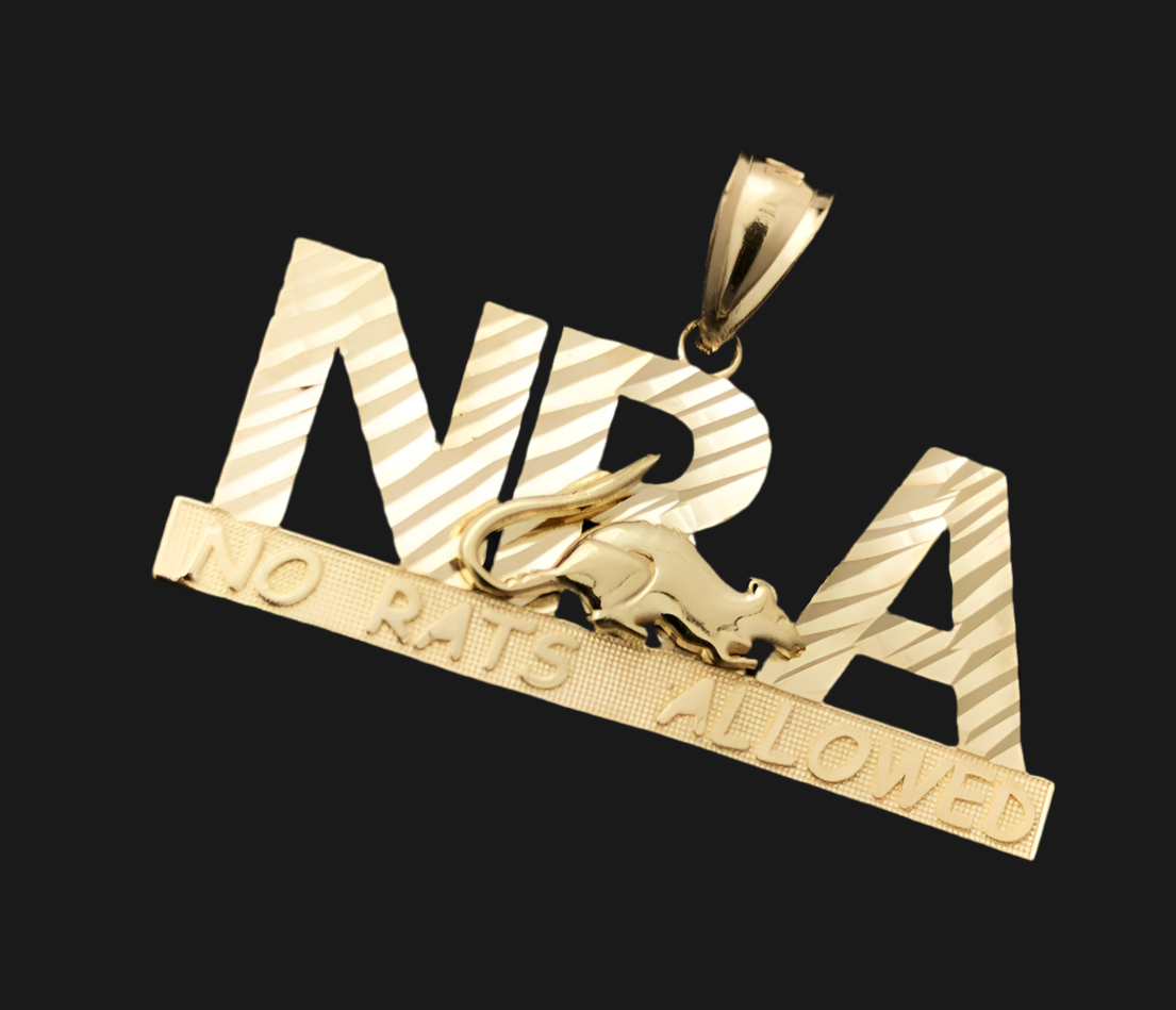10k Yellow Gold NBA No Rats Allowed Charm