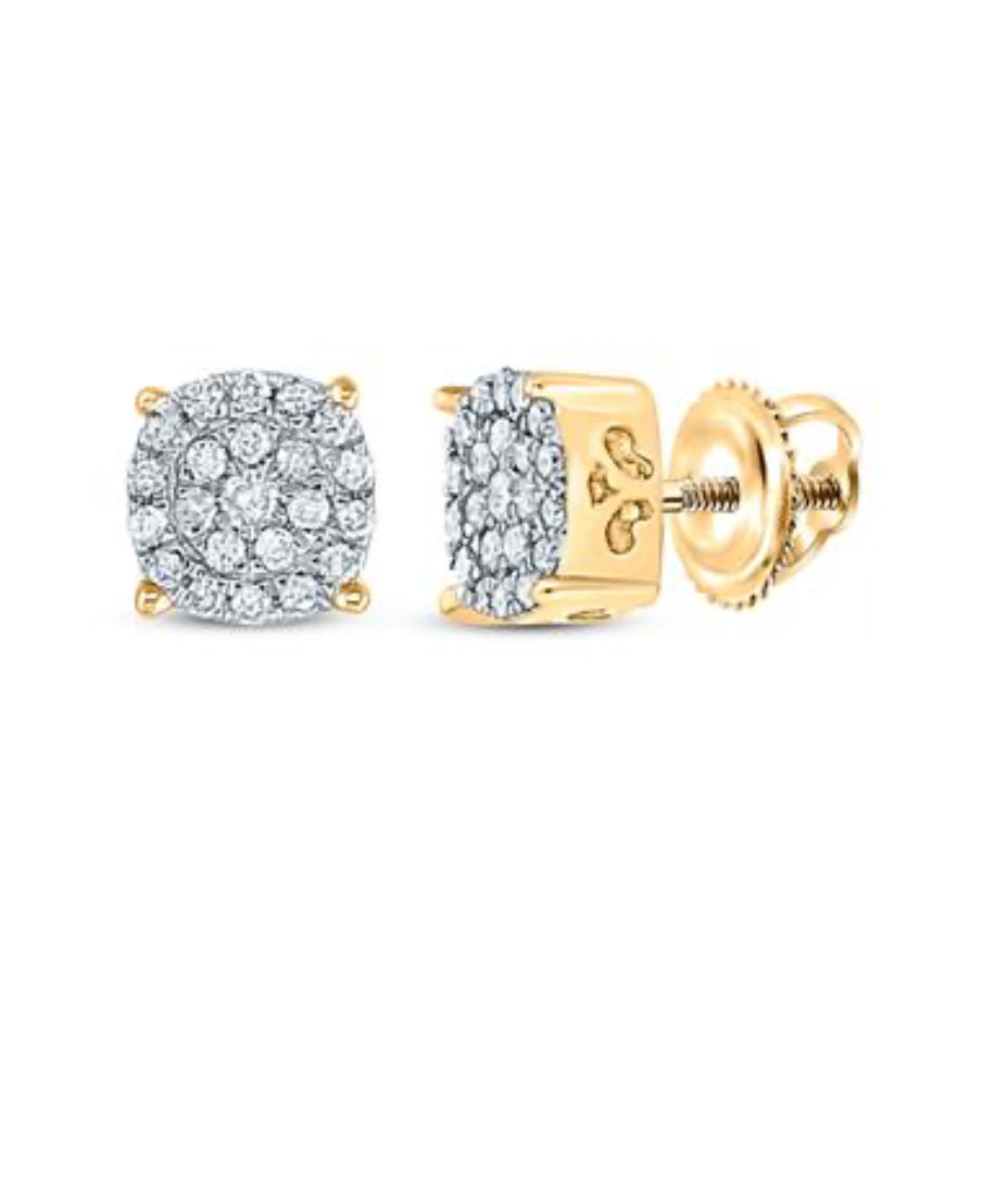 10k Yellow Gold Round Cindy 1/8 Cttw Diamonds Studs