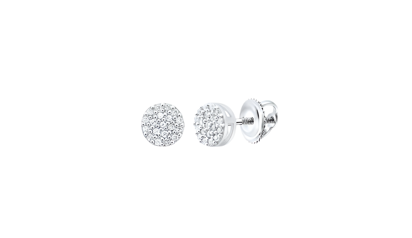 Sterling Silver Round Diamonds Studs Studs