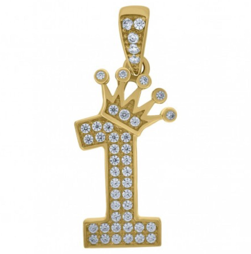 10K Number 1 Crowned Charm