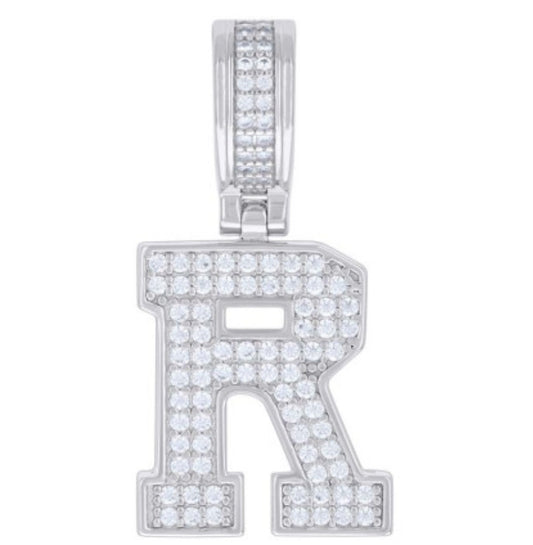 Sterling Silver “R” Initial Moissanite Charm
