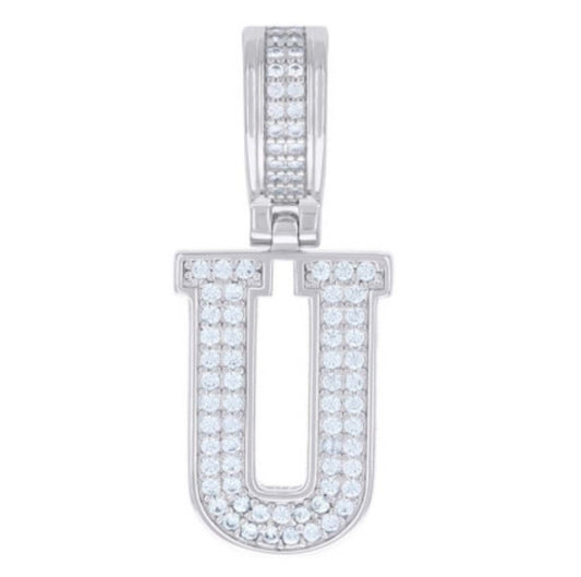 Sterling Silver “U” Initial Moissanite Charm
