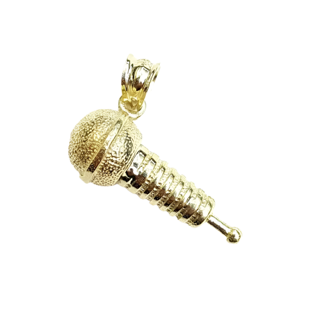 10k Yellow Gold Solid Microphone Charm