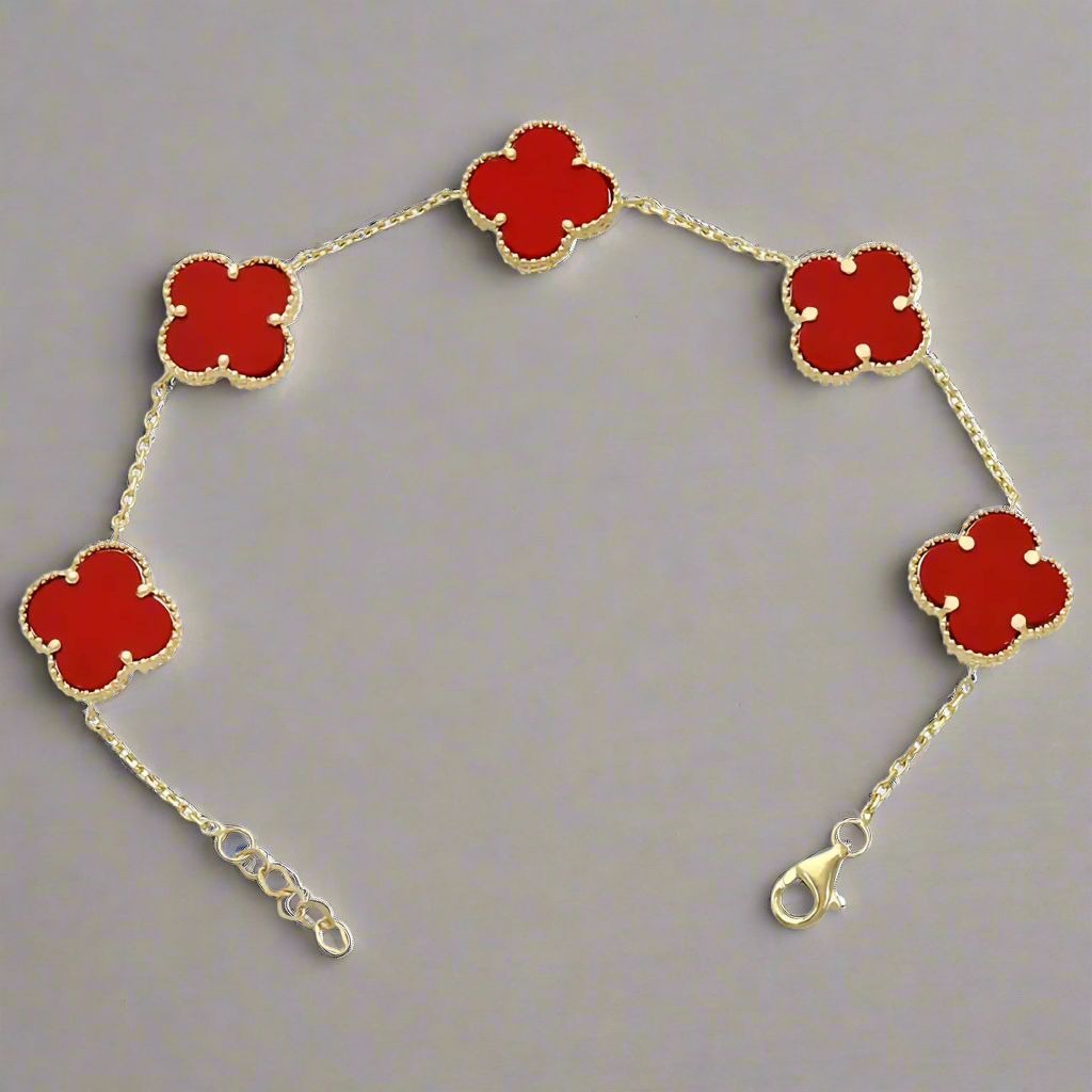 10k Yellow Gold Clover – Red Enamel, 10mm Clover