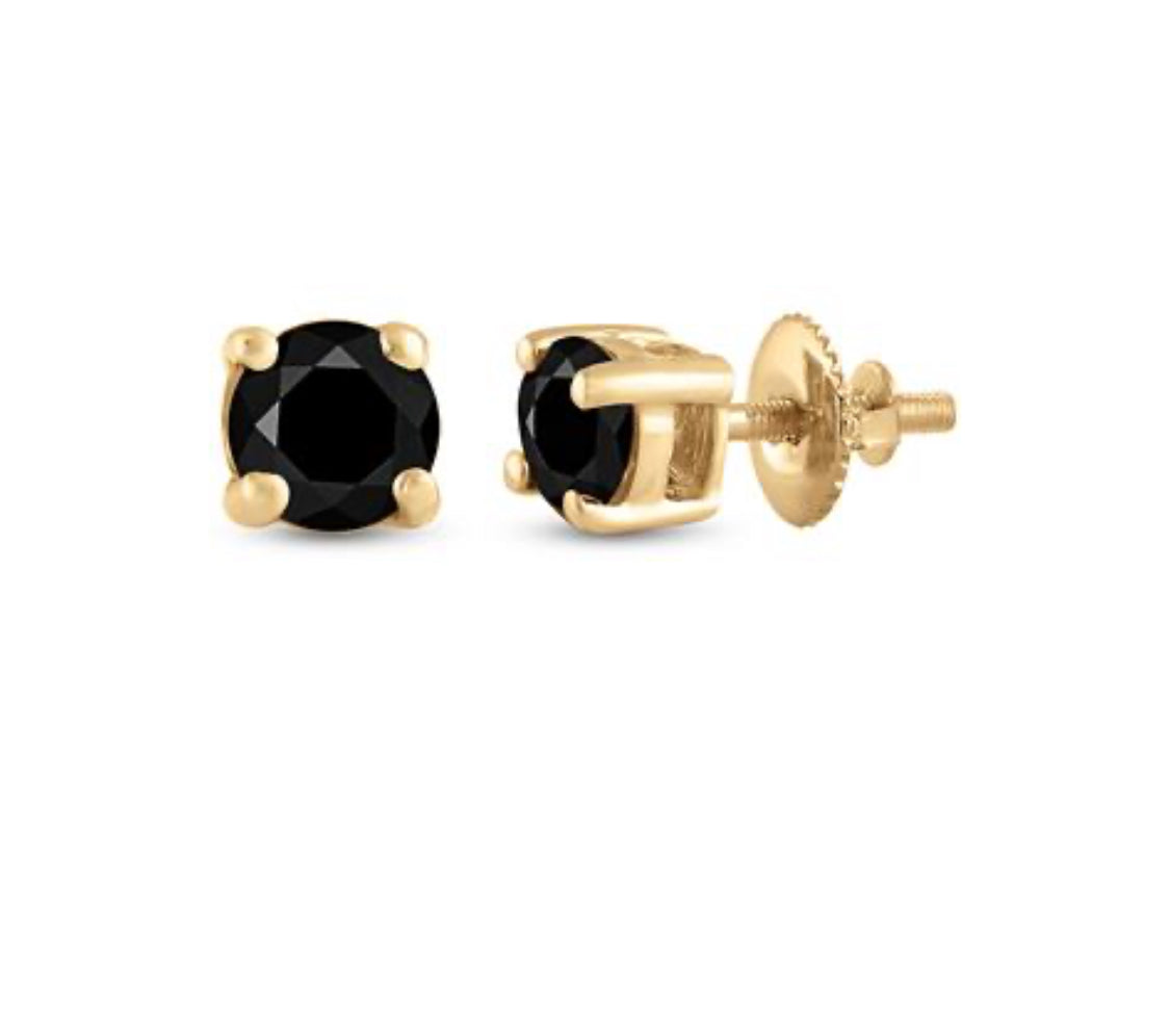 10k Yellow Gold 1/4 Cttw Black Diamond Studs