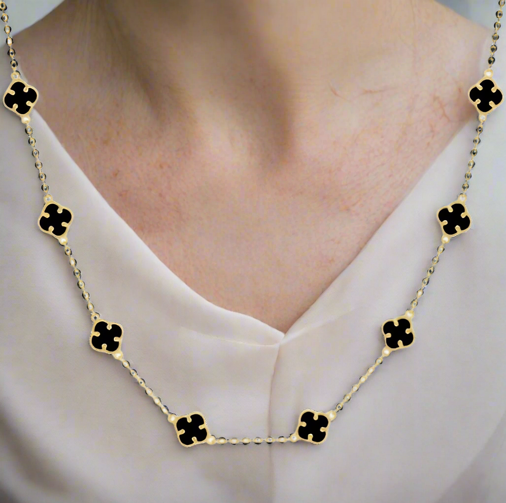 10K Black Clover Necklace