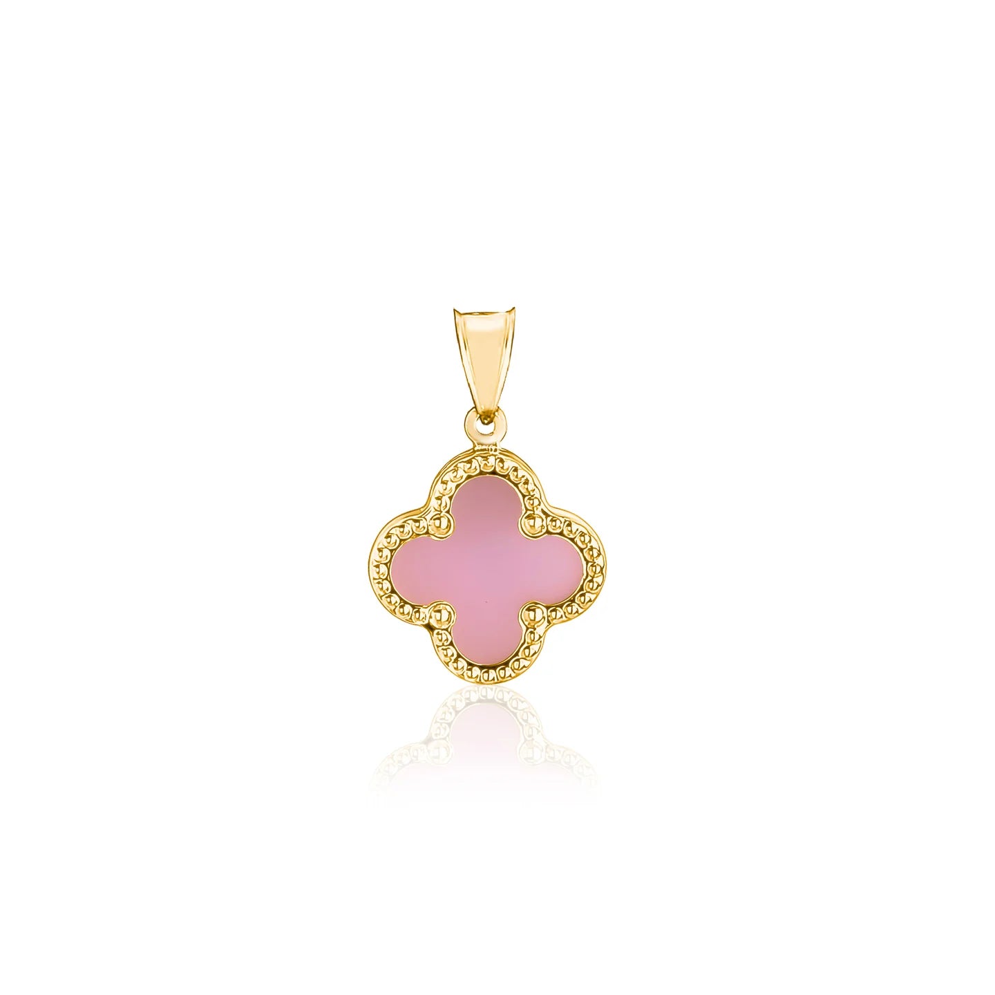 10k Yellow Gold Pink 12mm Clover Charm