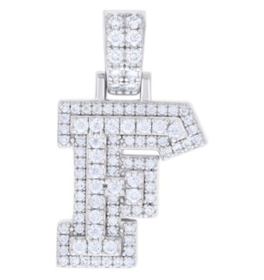 Sterling Silver “F” 3/4 Cttw Moissanite Initial Charm