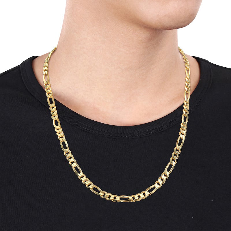 Sterling Silver Gold Rhodium 5.5MM Figaro Chain