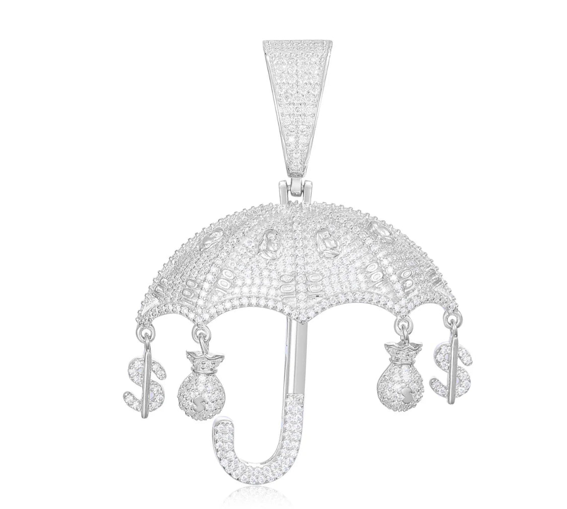 Sterling Silver Moissanite Umbrella Charm