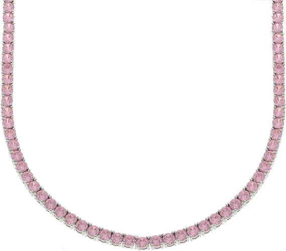 Fashion Pink Stones 4mm Tennis Chain