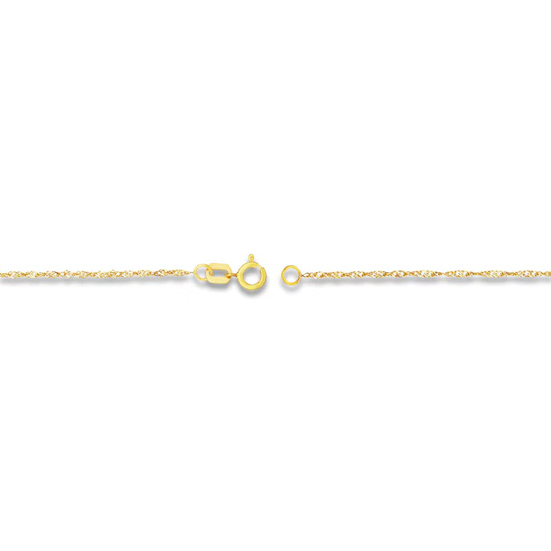 10K yellow gold Singapore chain, 1.15mm thickness, perfect for layering or standalone wear. Elegant and durable necklace for everyday style.