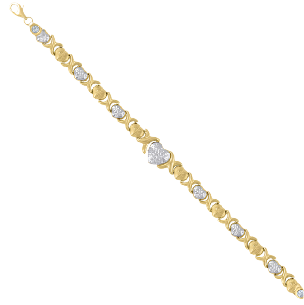 10K Yellow Gold Hugs & Kisses Heart Bracelet