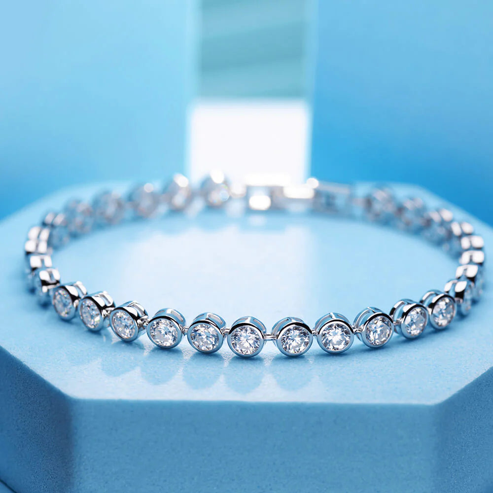 Sterling Silver Bezel Tennis Bracelet