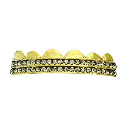 Gold Tone Hip Hop 6 CZ Double Row Grillz