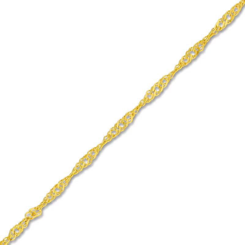 10K yellow gold Singapore chain, 1.15mm thickness, perfect for layering or standalone wear. Elegant and durable necklace for everyday style.