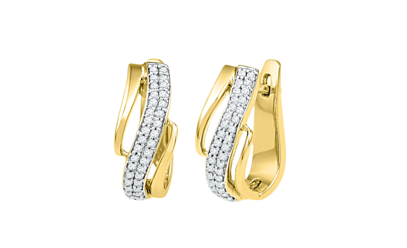10k Yellow Gold Round 1/4 Cttw Diamonds Hoops