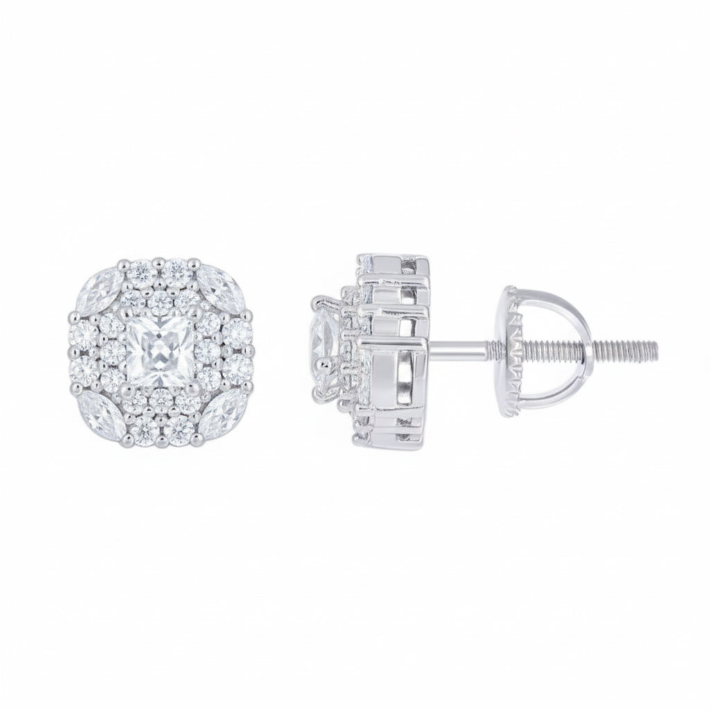 925 sterling silver women’s moissanite stud earrings with round cut stone