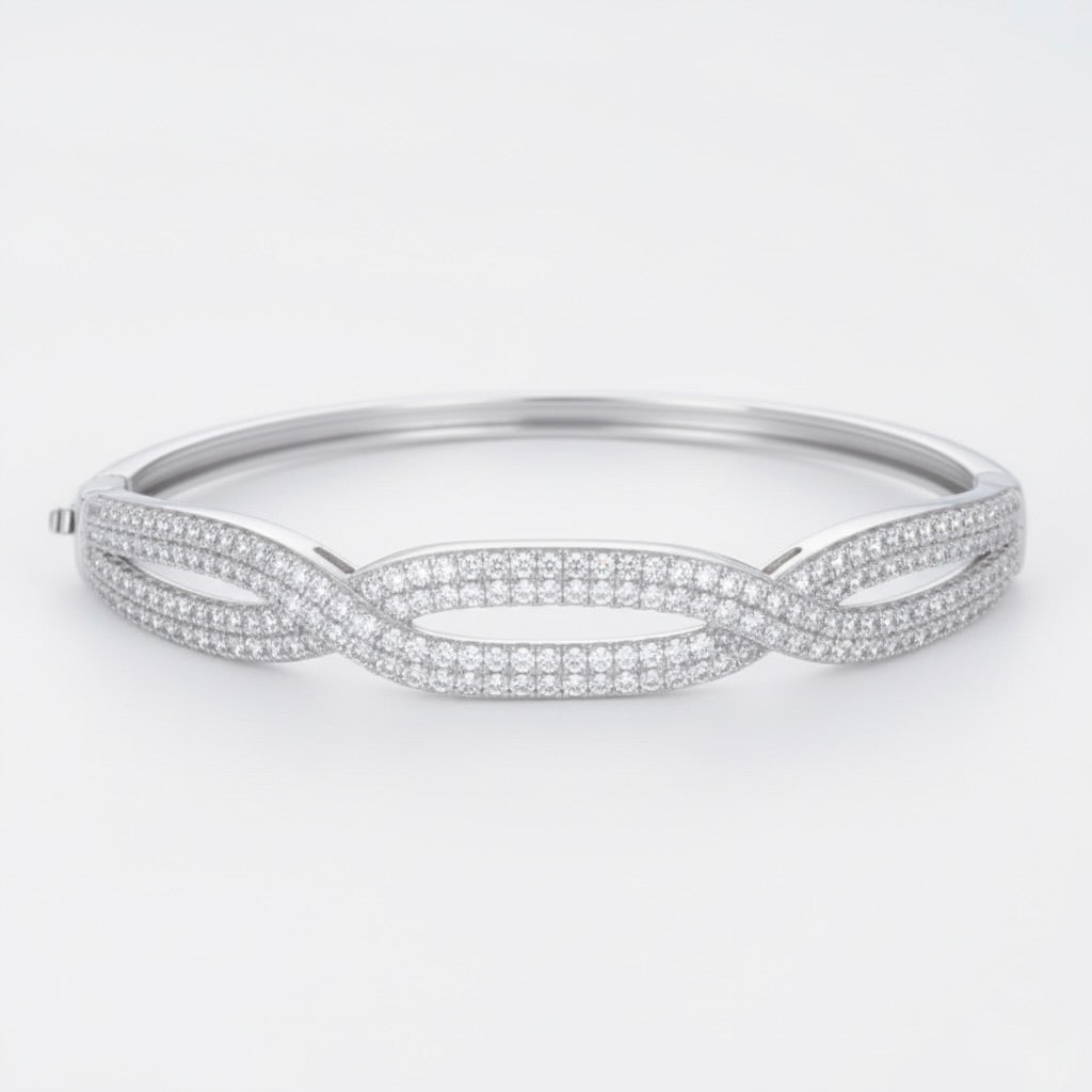 Women's 925 sterling silver cubic zirconia bangle bracelet