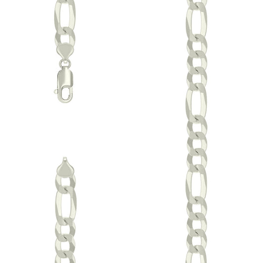 925 sterling silver 9.5mm flat Figaro chain for men