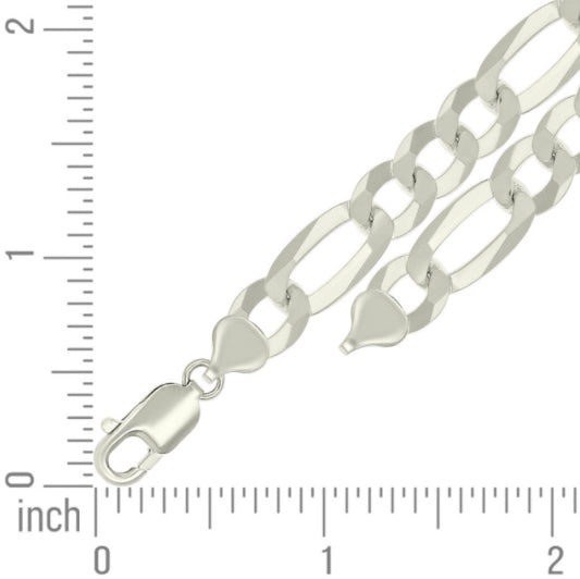 925 sterling silver 9.5mm flat Figaro chain for men